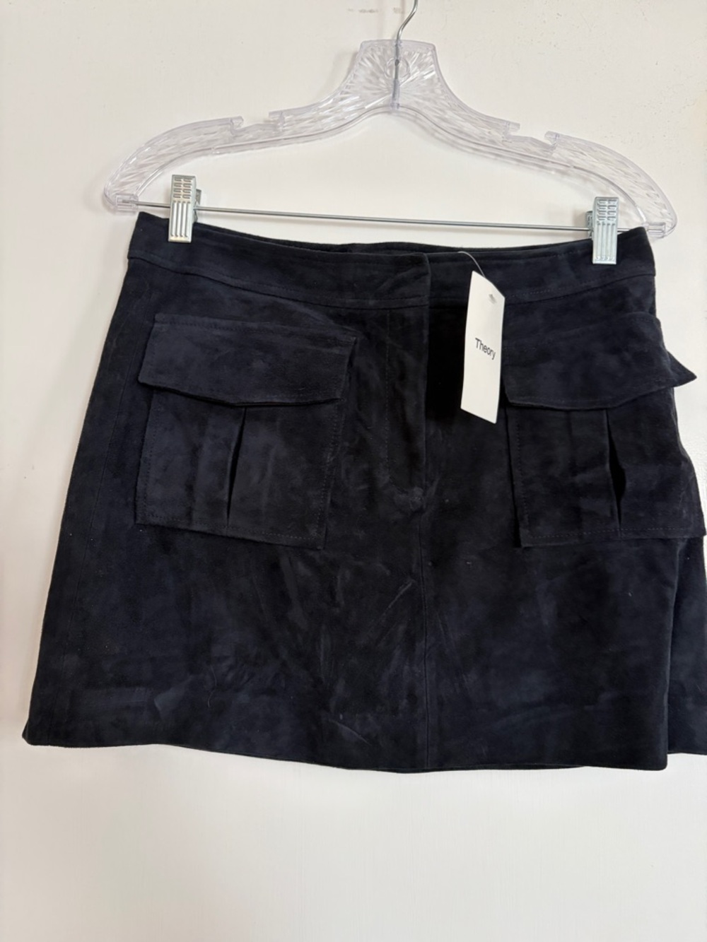 Theory Black Suede Pocket Mini Skirt